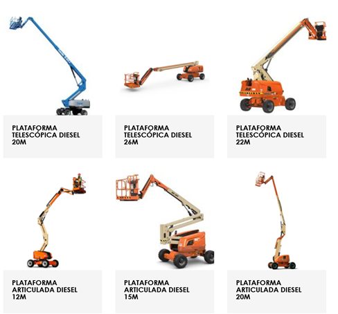plataformas elevatórias modelo qual telescopica diesel articulada